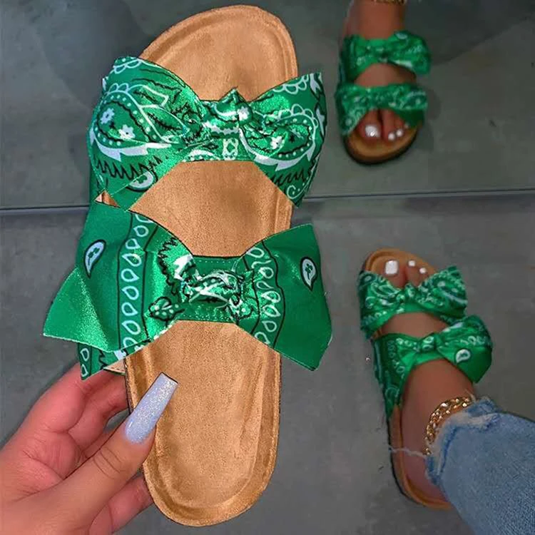 
Wholesale custom Amazon new flat sandals fashion lady bandana beach sandals 