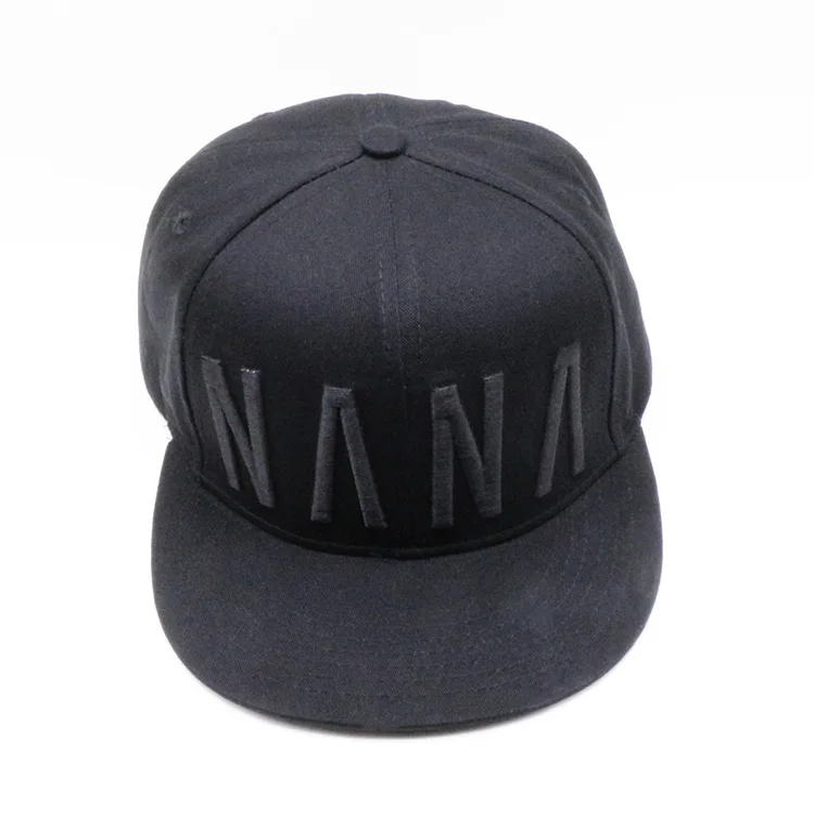 Customized 3D Embroidered Logo Black Plain Baseball Cap 100% Cotton 6-Panel Snapback Caps Hats