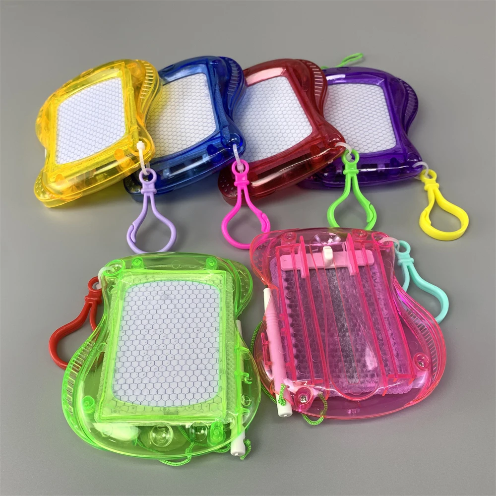 Educational Toy Kids Favors DIY Doodle Plastic Writing Painting Erasable Mini Magnetic Drawing Board With Keychain