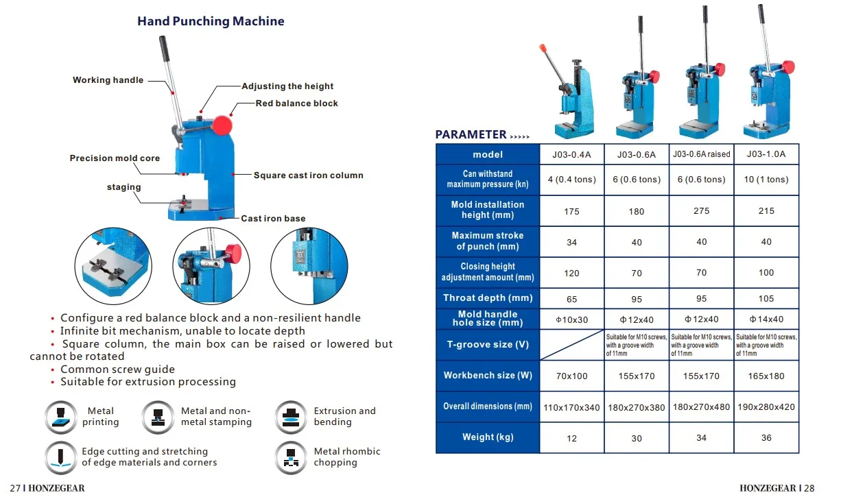 Manual Press Puncher Hand Punching Machine Manual Punch Punching Press Hand Machine Punch Tool Hole-Punch Machine