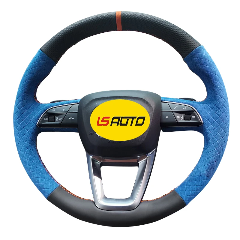 Car Auto Interior Accessories Steering Wheel Cover for Audi for Audi A4 B9 Avant Allroad Q3 Q5 SQ5 Q7  wheel wrap in alcantara