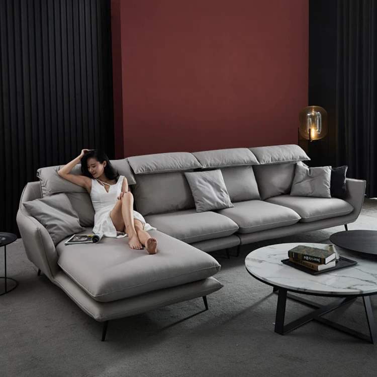 2024 L-shaped sofa waterproof anti-fouling leather office sofa set design modern living room furniture