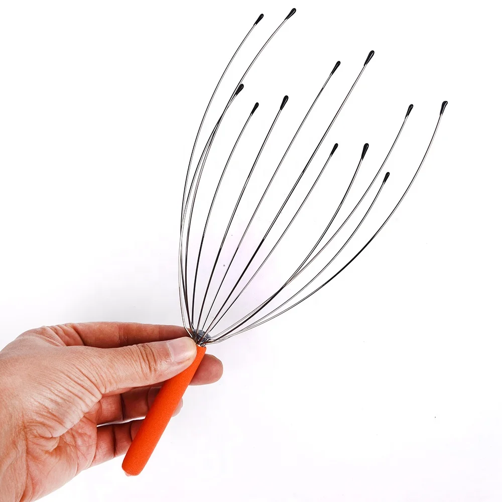 Zhedage Stainless Steel handheld Head Scalp Massager Claw tool Wire Metal Spider octopus Head Massager