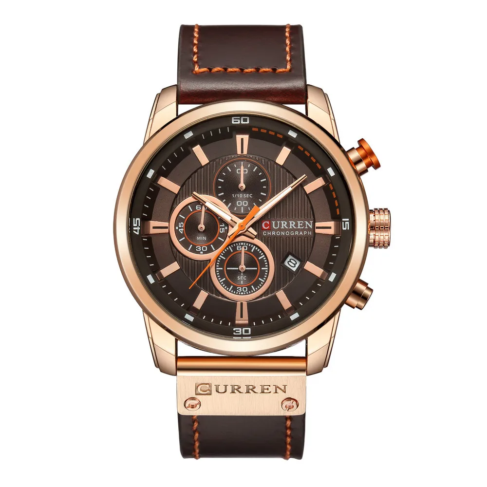 Curren 8291 Top Brand Male Leather Band Three Eyes Quartz Analog Wrist Watches Mens Casual Bracelet Watches Montre Homme