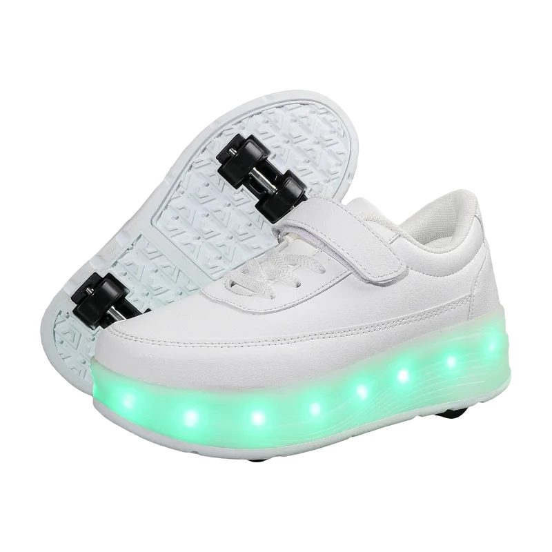 Simple Skates Walking Retractable Flashing Skating Led Lighting Sneakers Heelys Four Wheel Roller Skate Shoes with Led Light