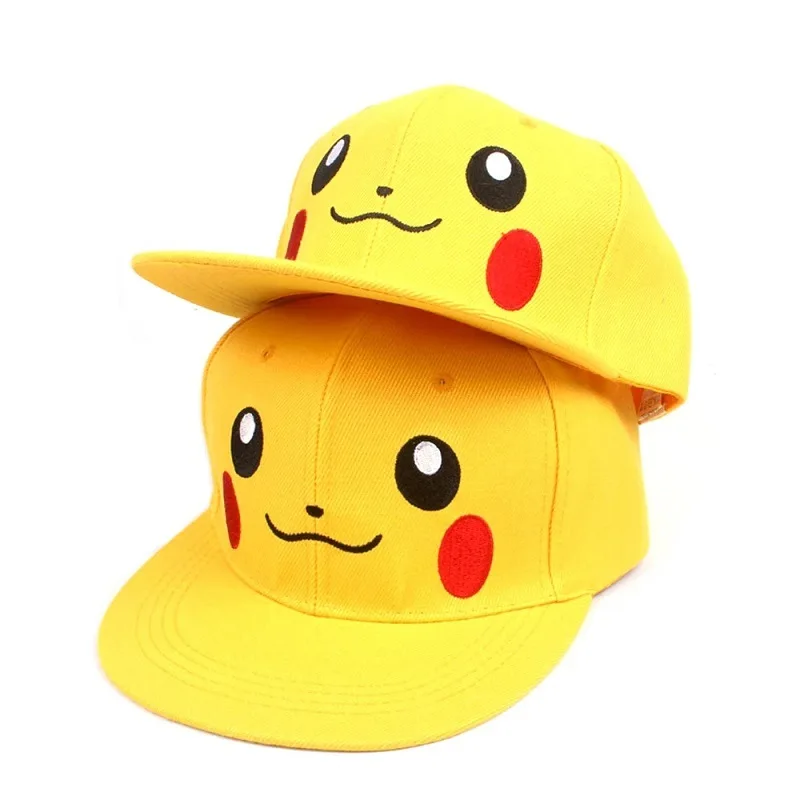 Pikachu Baseball Cap Pikachu Cartoon Hat Cosplay Summer Man Hip Hop Sports Flat-Brim Hat For Kids Boy Girl Children Adult Gift