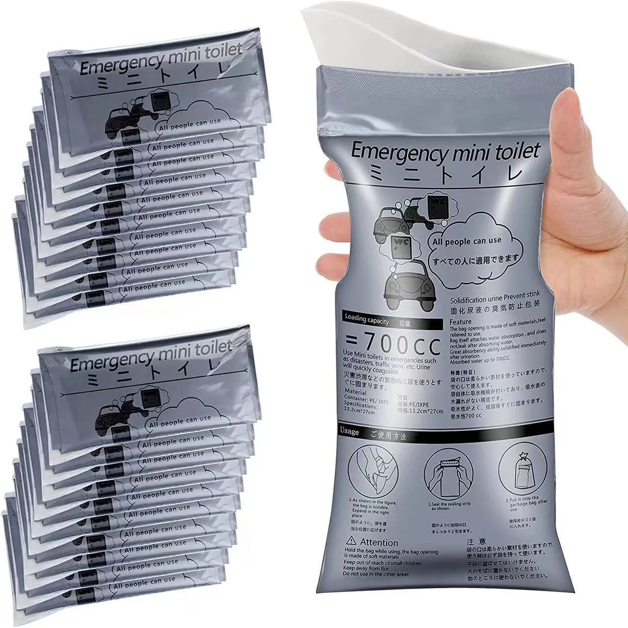 700ml Disposable Car Urine Bag Outdoor Emergency Mini Mobile Toilet Bag Urine Container Portable Travel Car Urinals Men Women