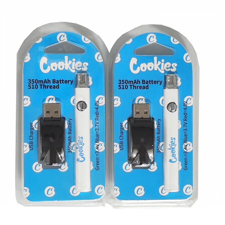Cookies Pen 350MAH Plastic Packaging Adjustable Rechargeable Battery 510 Thread Cookies Battery VAPE PENs