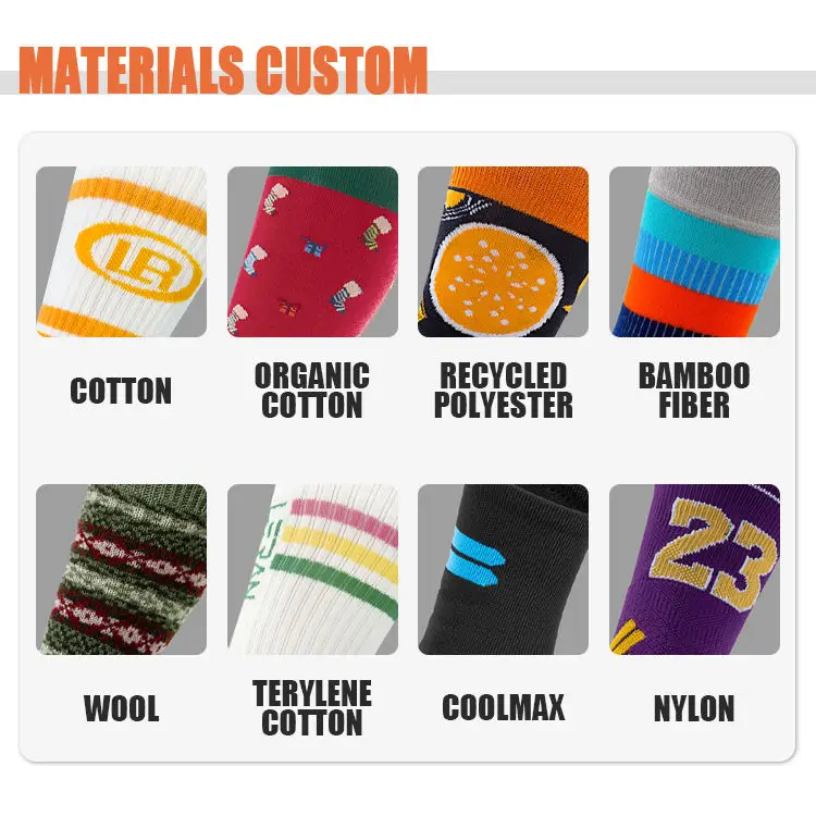 Free Sample High Quality Cotton Bamboo Winter Crew White Socks Womens Unisex Jacquard Custom LOGO Sports Socks