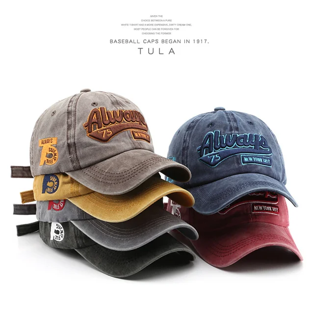 Customizable Embroidered Baseball Cap High-End Pure Cotton Waterproof Sun Visor Distressed Peaked Cap High Quality
