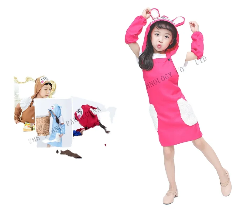 
Boys Girls Apron set for Kids Adjustable Cotton Aprons Kitchen Bib Aprons with 2 Pockets 