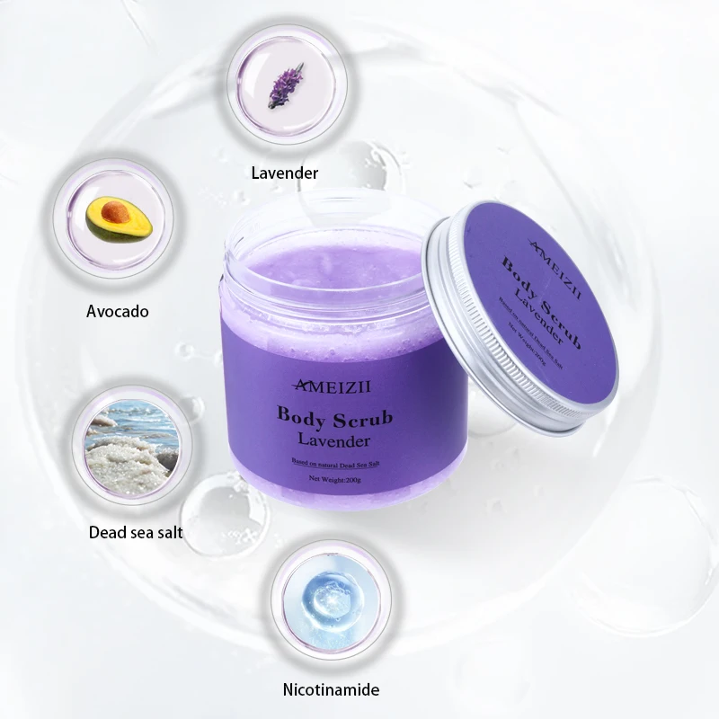 Amazon Top Seller Lavender Organic Body Scrub Exfoliants Vegan Organic Exfoliating Whitening Body Scrubs For Women Body Care