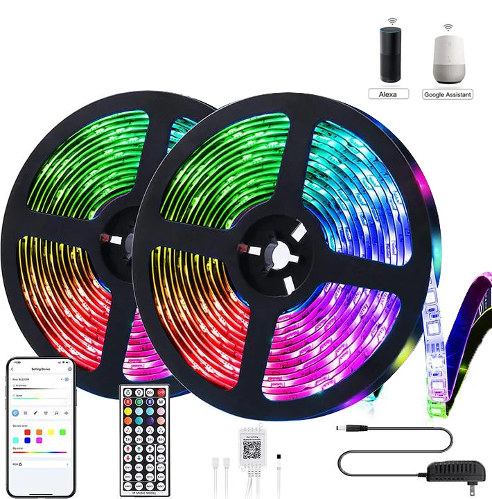 Flexible 12V 24V SMD Strip Light TV Background Decoration Remote  APP Music Control Light Waterproof LED Smart RGB Strip Light