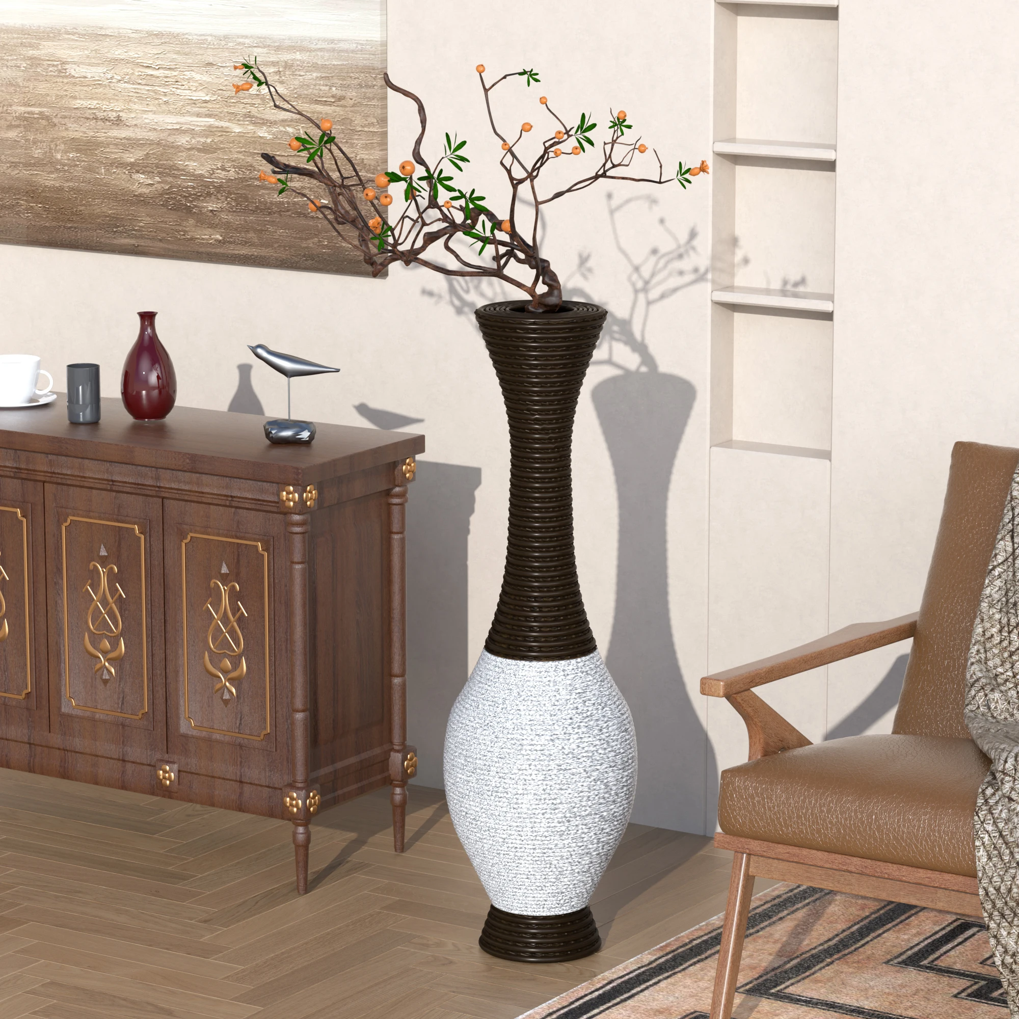 USA Free Shipping Floor Vase Large Home Artificial Rattan Vase Decor Accent For Living Room Entryway Large Decorative Vases