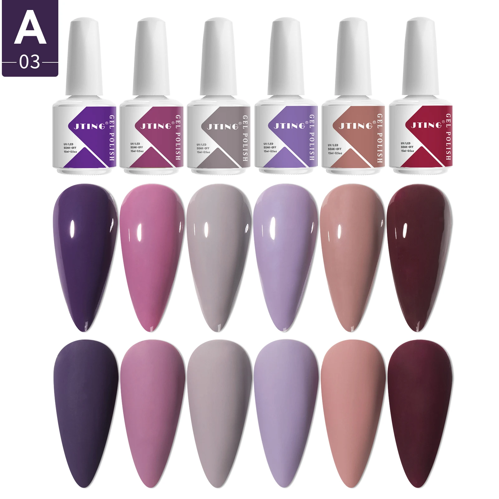 JTING Free Sample design nails supplies salon 6 colors gel nail polish set  private label OEM gel polishes uv gel professional