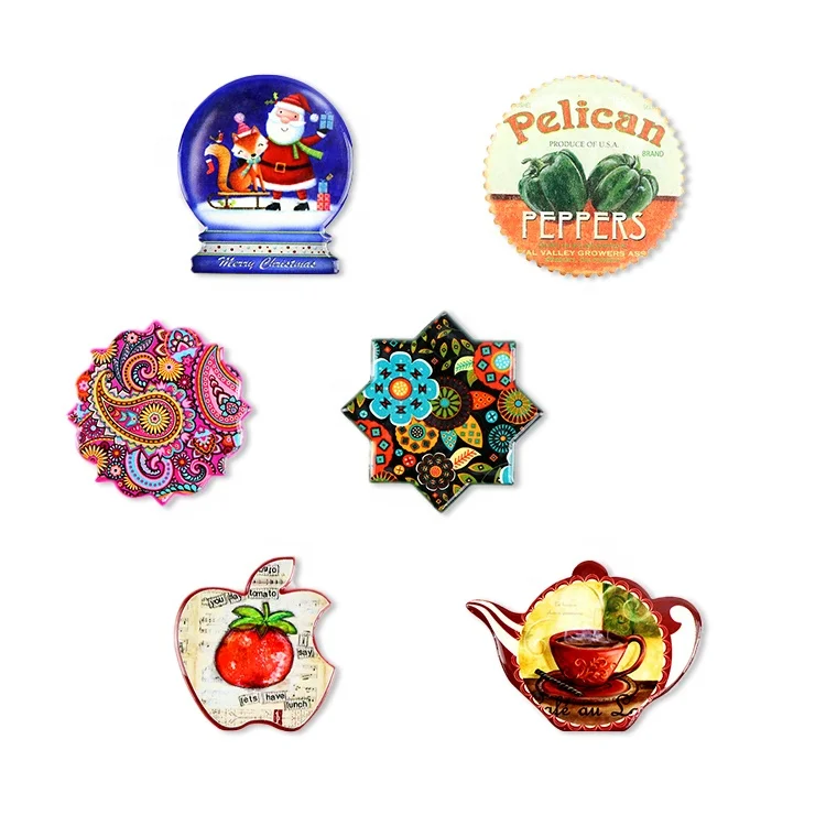 OEM customizable personalised Mandala tea pot souvenir printing gifted crafted ceramic  arabic fridge magnets sticker customised