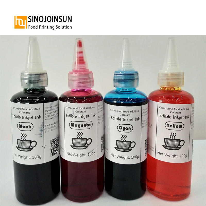 100ml Bottle Refill Inkjet Edible Ink Food Grade Fast-Dry For Cake Decorating Macaron Cookie Printing Machine