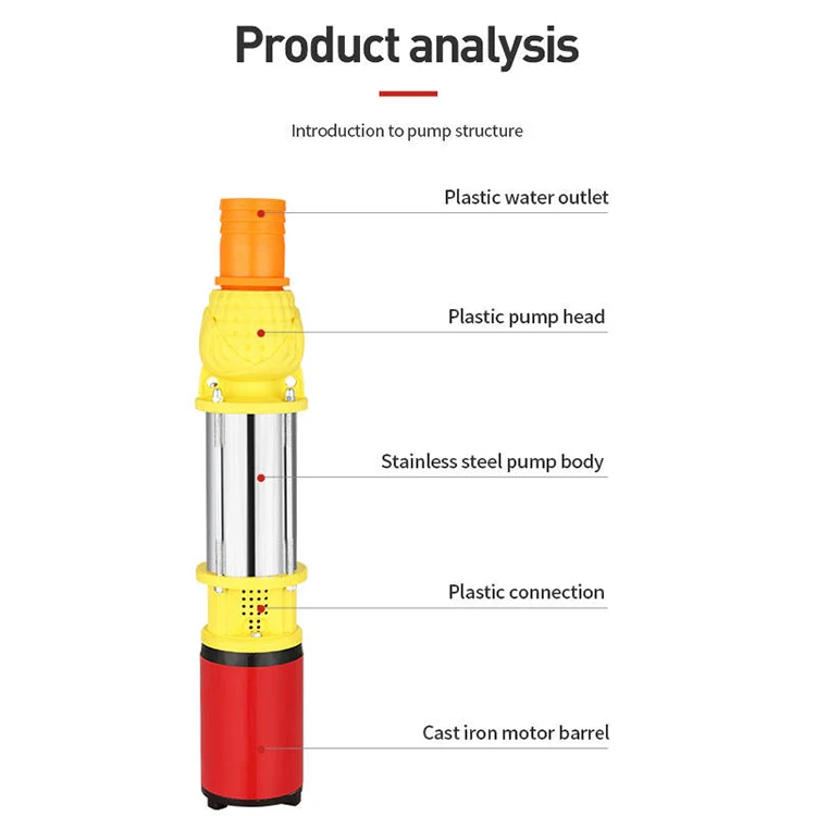 2023 Zheming 12V 0.3HP Solar Powered Water Pump Deep Well With 3Inch Outlet Solar Water Pump