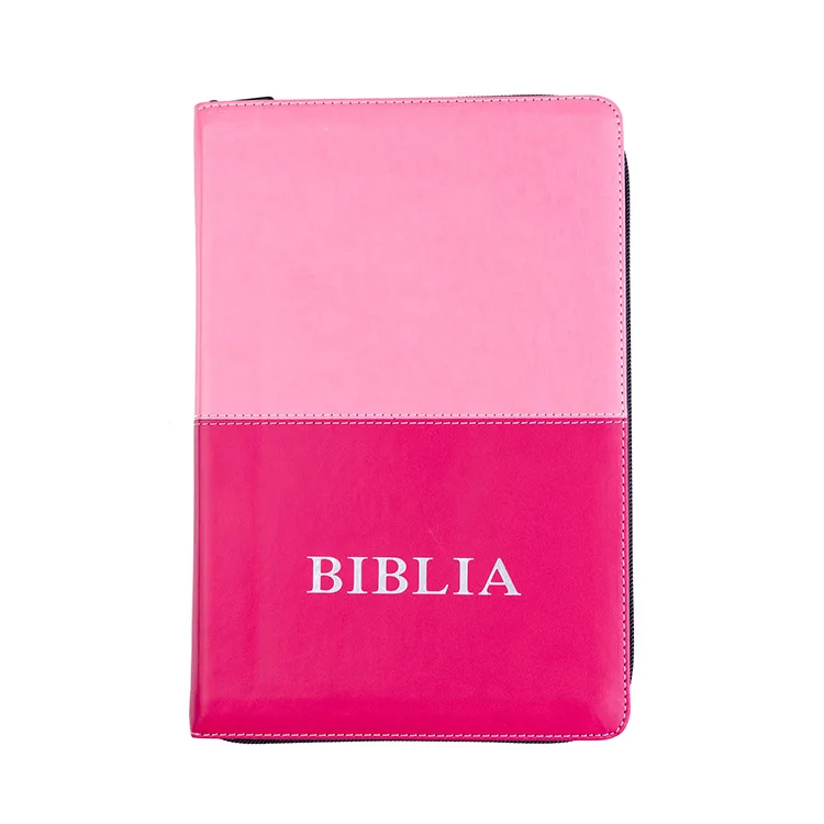Printing House Factory Wholesale Price Custom Book Premium Faux Top Grain Leather English Spanish Holy Bible