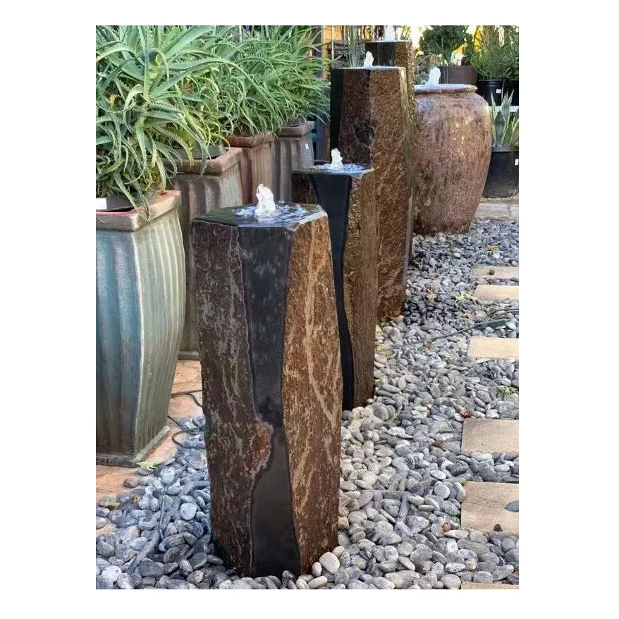 Outdoor Garden Basalt Pillar Stone Corner Water Feature Fountains