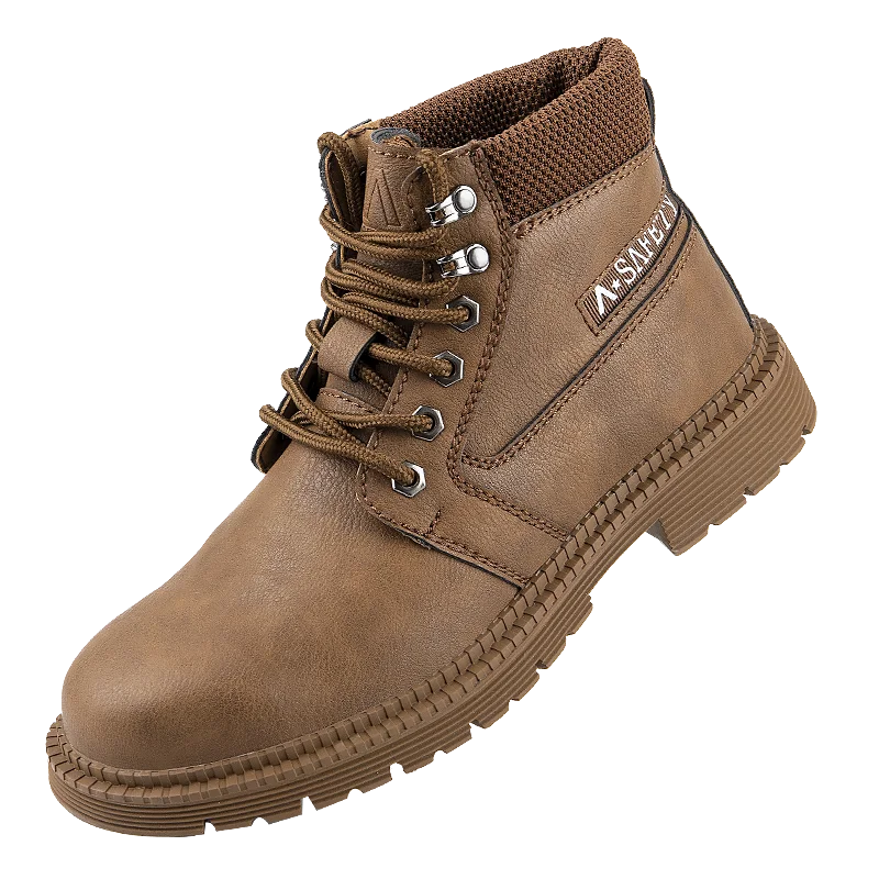 Spot Supply Fashionable High-top Protective Steel Toe Anti-Skid Wear  rubber soles Safety Work Shoe Shoes