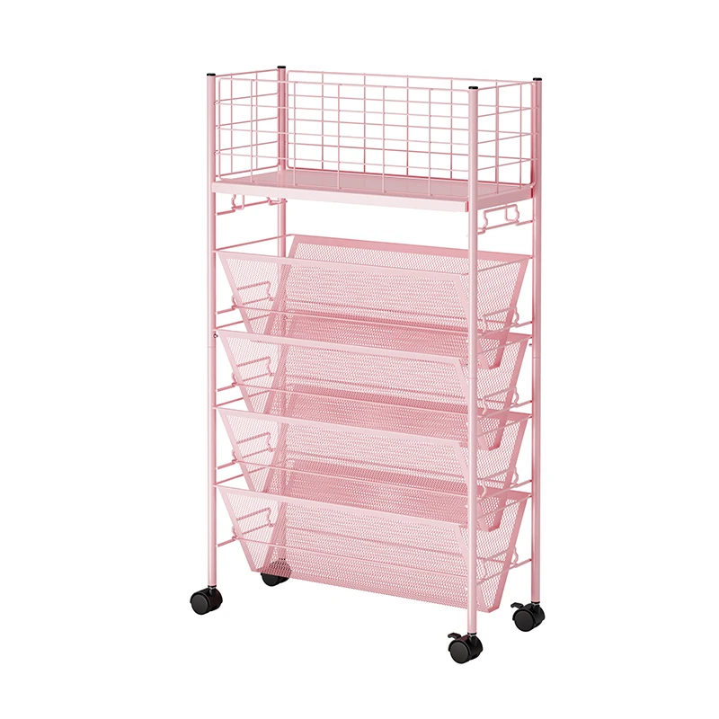 Promotional Multi-Layer Bookshelf Cart Mobile Book Holder Organizing Rack Vertical 5 Tier Magazine Home Storage Trolley