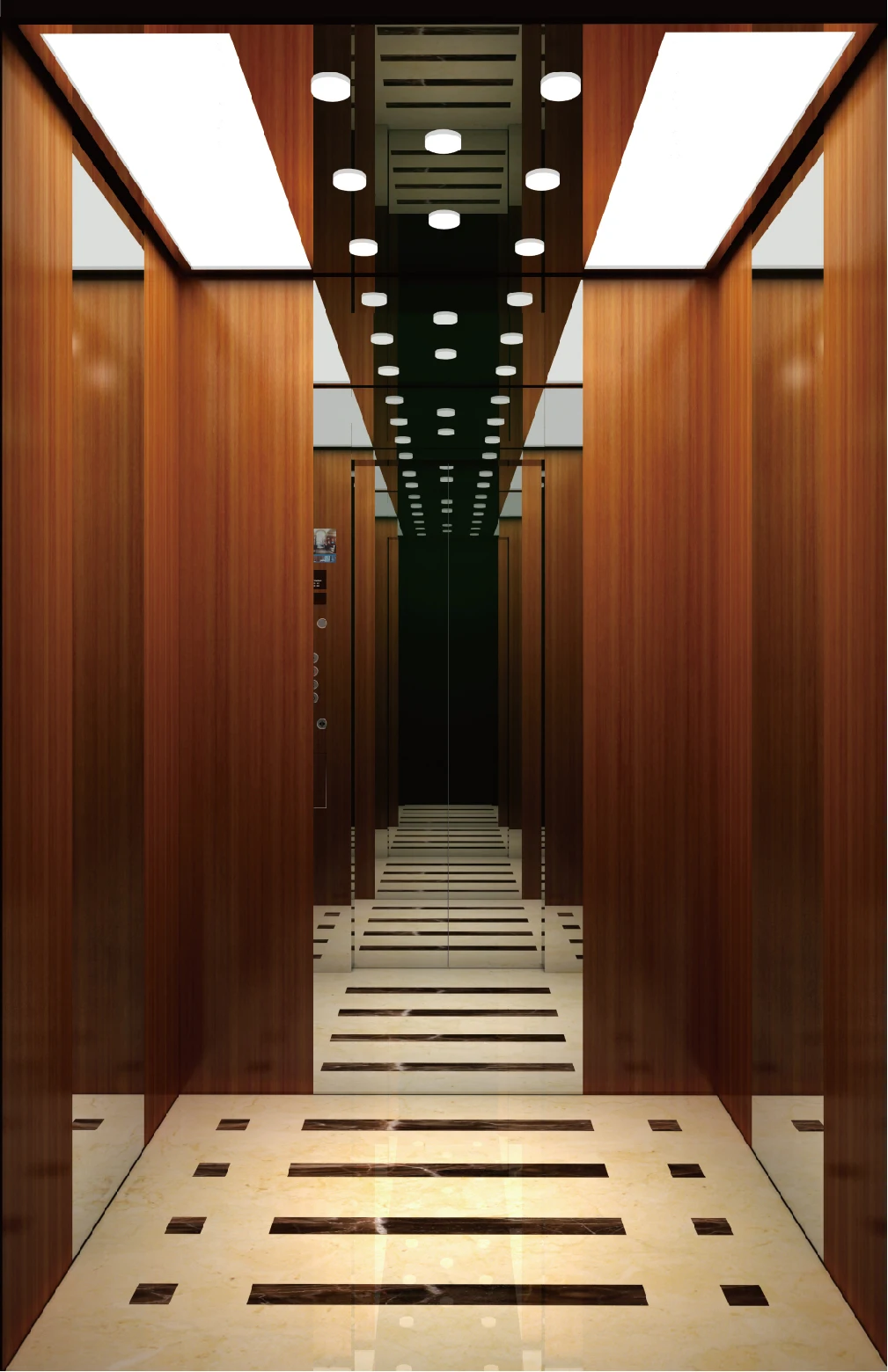 Luxury Decoration Walnut Wood Composite Steel Passenger Elevator