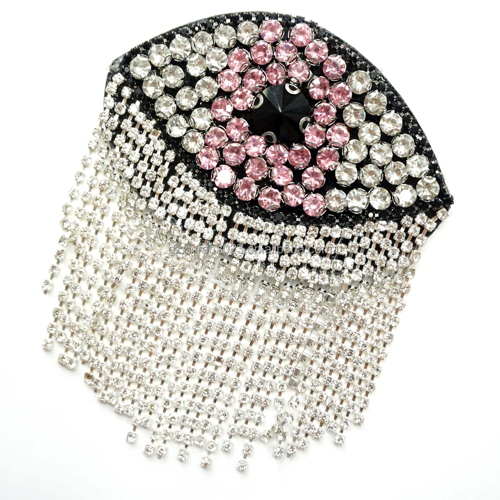 PH010 блестящие нашивки с бахромой из горного хрусталя ручной работы алмазные глаза нашивка аксессуары для одежды