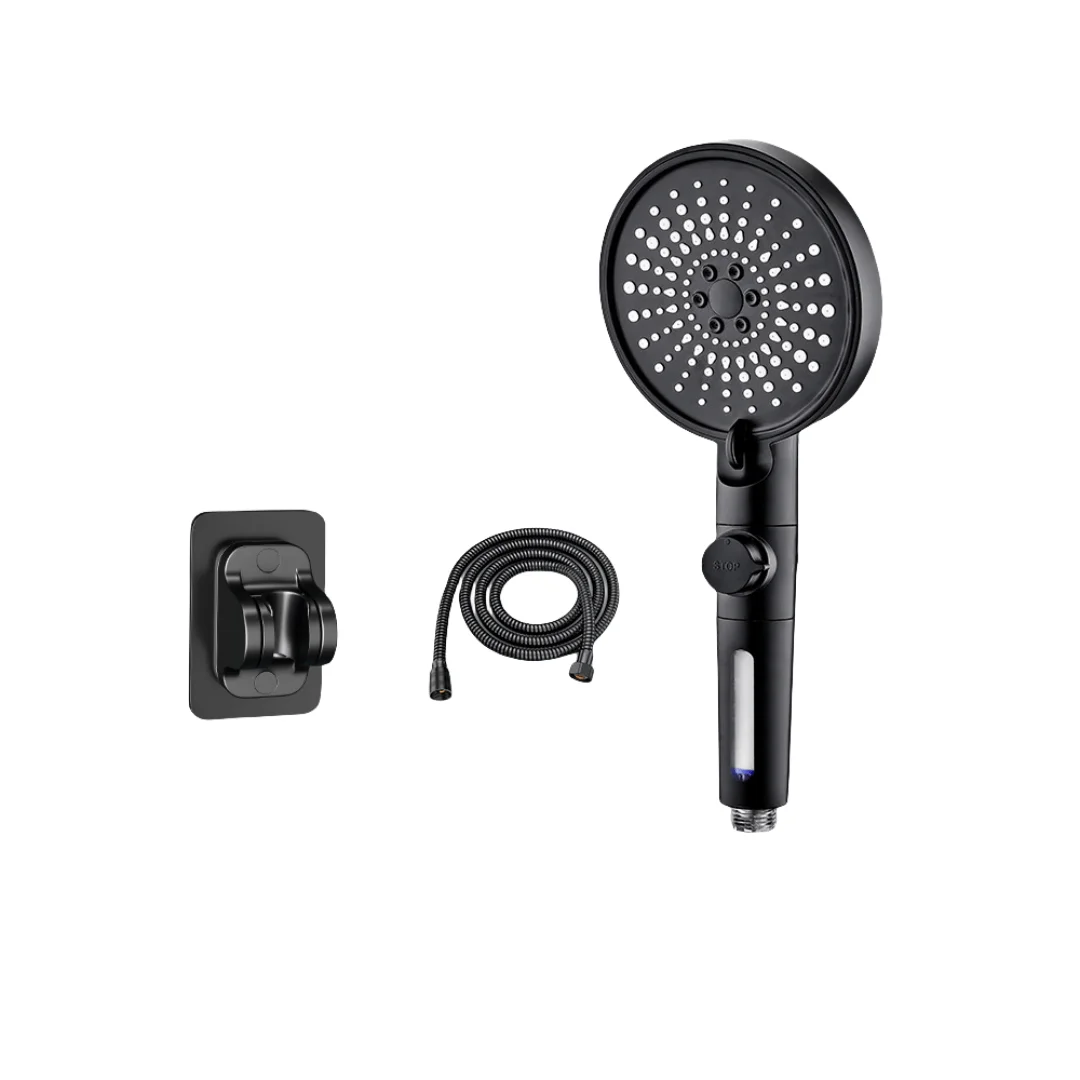 6 Function Jet Shower Head Anti-Limescale Equipped with a 1.5-meter Hose and Showerhead Bracket
