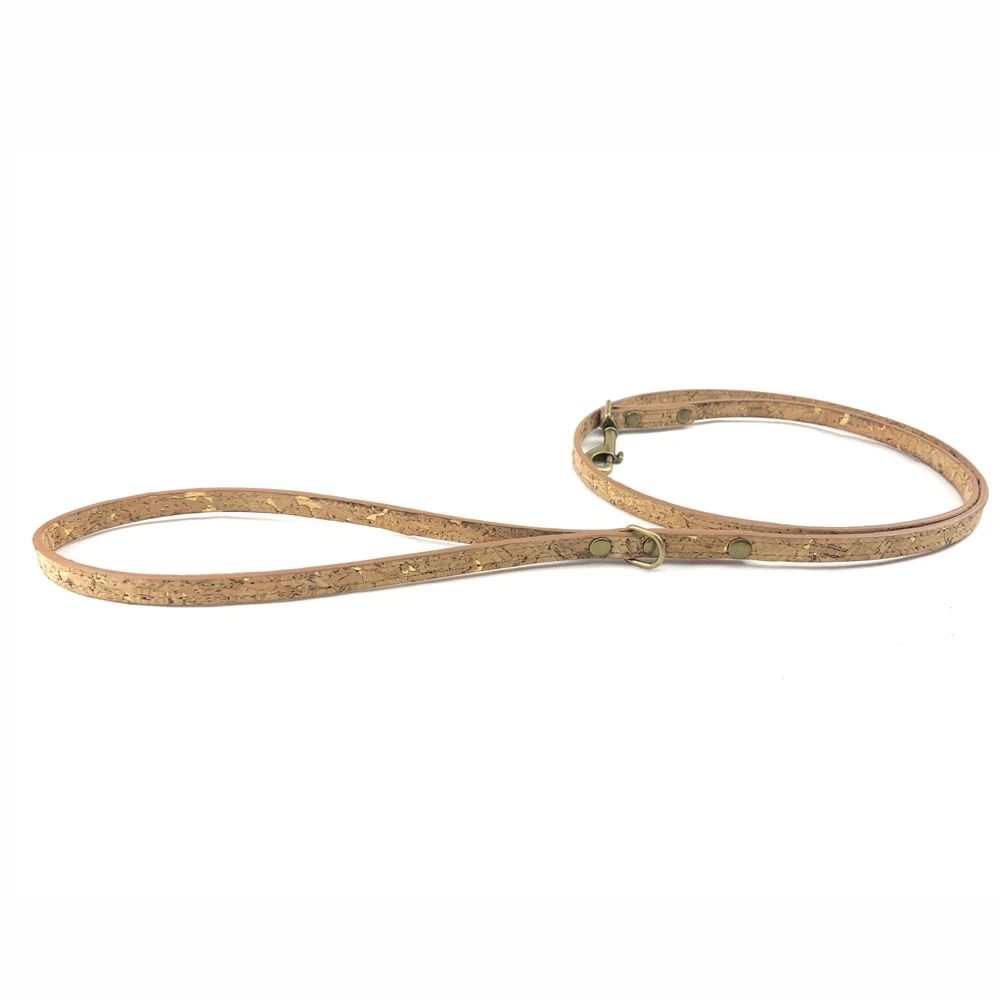Wholesale Manufacturer Cork Pet Dog Collar Leash Set Hardware Gold Flex Natural Eco Friendly with Brass Training Running