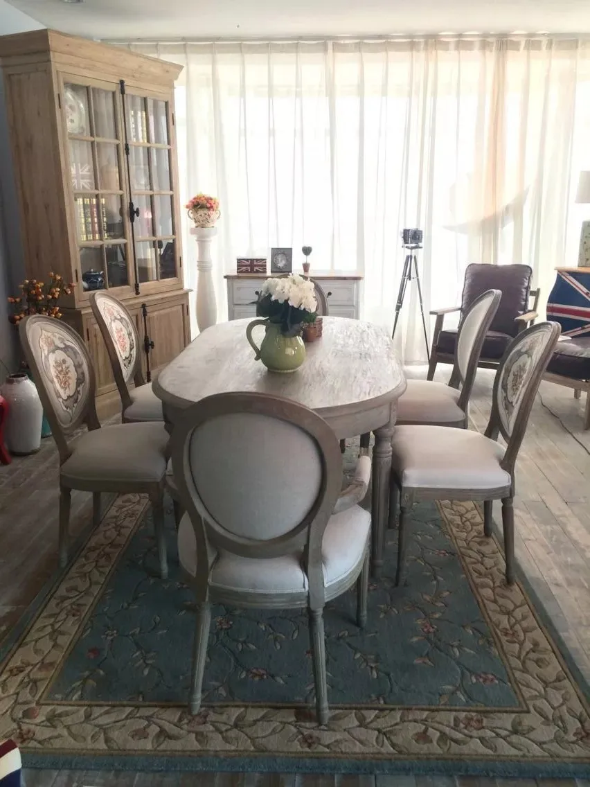 Hot sale customized newest concise dining table top quality wooden oval dining table