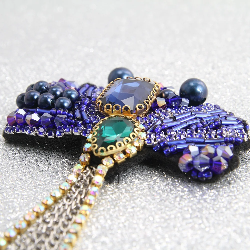 Kavatar Wholesale  Indian Patches Vintage rhinestone beaded patches for clothing 3D Beaded patches for clothing