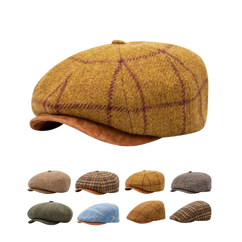 High Quality Mens Classic Design Retro Driving Hooligan Vintage Ivy Newsboy Irish Flat Caps Baker Boy Tweed Cabbie Golf Hat