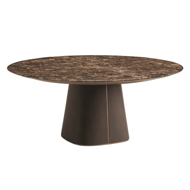 Hot sale Guangzhou furniture high-end marble round dining table for villa hotel with your own logo
