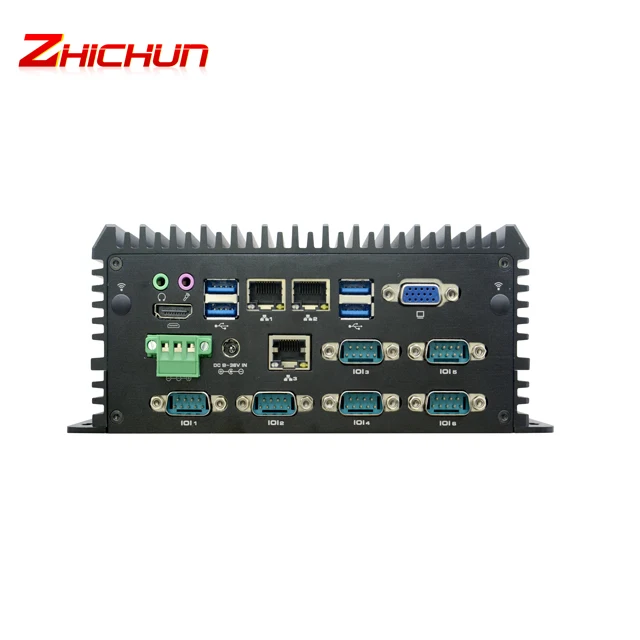 ZhiChun M576-R6 Embedded Aluminum alloy enclosure Intel I5-6360U 4GB RAM 64GB SSD with 6*COM(RS232/RS485) 7*USB 3*RJ45 1HD-Mi