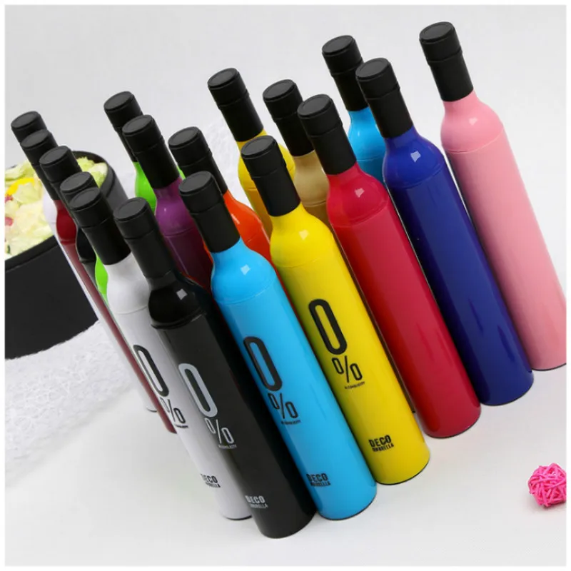 zss336 Creative Custom Logo Printing Business Gift Sunshade Travel Rainy Sunny 3 Folding Umbrellas Foldable Wine Bottle Umbrella