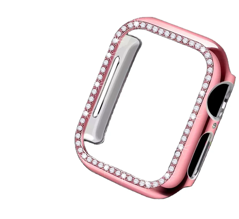 Low price Luxury PC with Diamond bling Plating Rose Gold Protective For Iwatch 4 Watch case For Apple Watch Cover