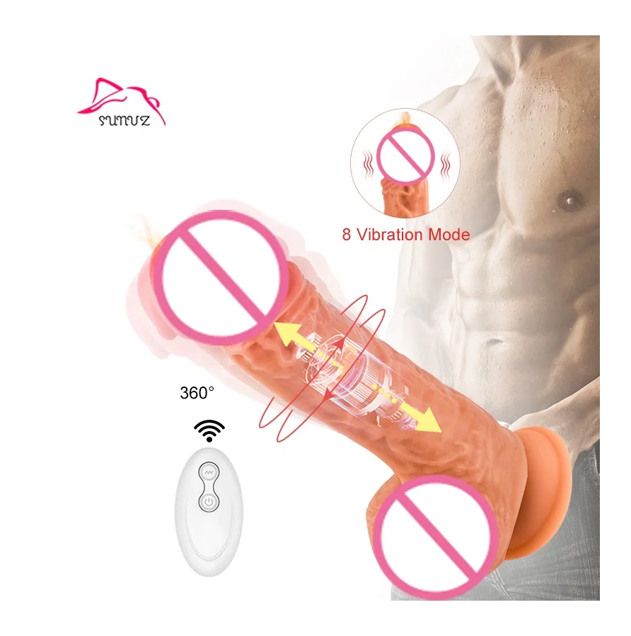 
High Quality Liquid Silicone Wireless Remote Control Heating Thrusting Dildos for Women Huge Realistic 