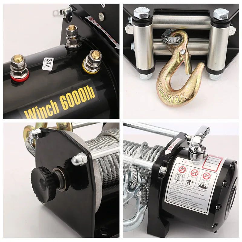 12v wire rope electric winch power 6000lbs off road winch for 4x4 cars