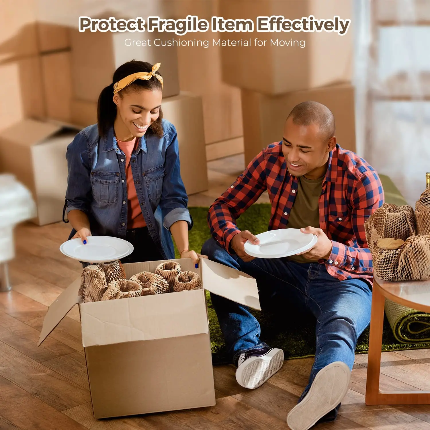 100% Recyclable Material Flexible Sturdy Honeycomb Packing Kraft Paper Packaging Roll Biodegradable Honey Comb Wrapping Paper