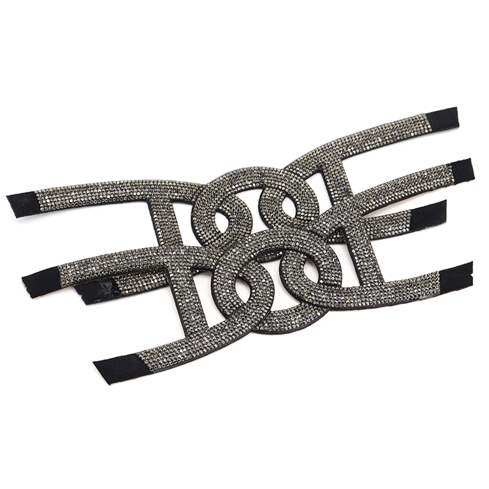 UP003 fashion bling glass decoration rhinestone sandals upper material slipper semi finished shoe uppers