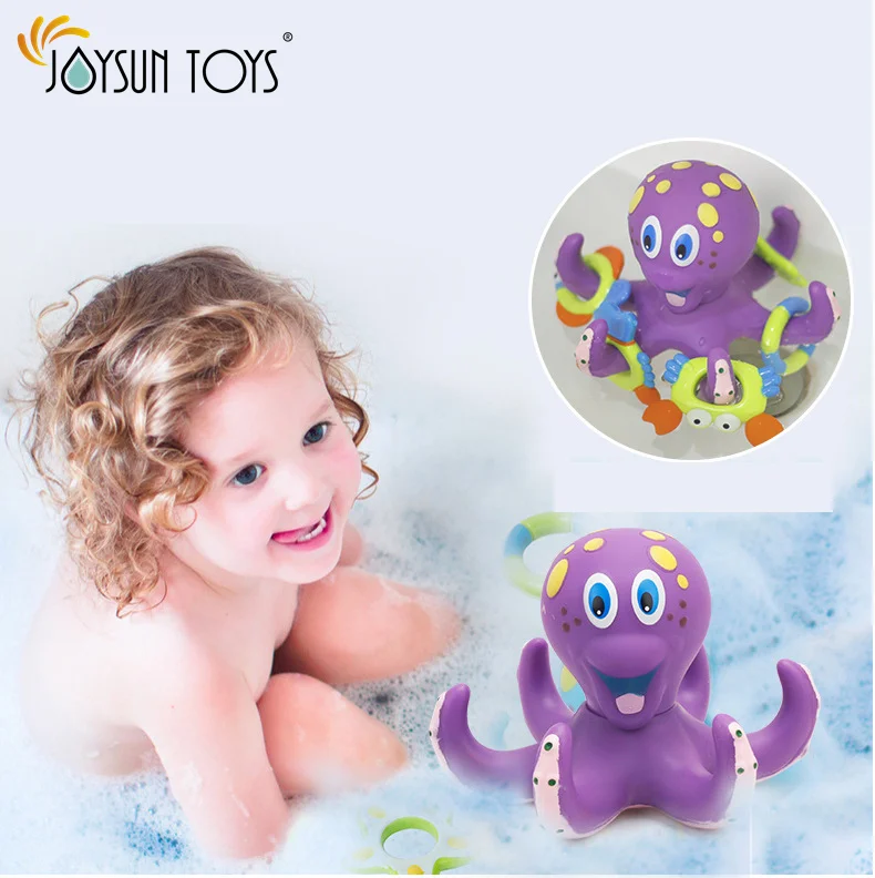 Floating Purple Octopus with 4 Hoopla Rings Interactive Bath Toy 2022