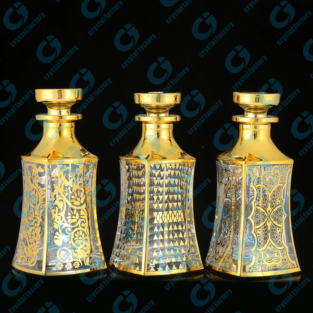 CJ-150ml Handmade UV Golden Printing Customized Big Attar Perfume Oil Display Glass Bottles