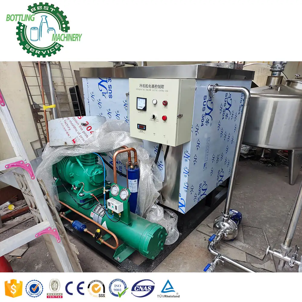 Drink chilling tank water-cooled Industrial 40~380HP water cooled screw chilling equipment for carbonated soft drink beer