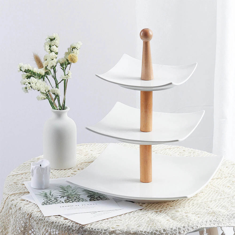 Wholesale white three layer fruit wedding tray display ceramic jewelry tray