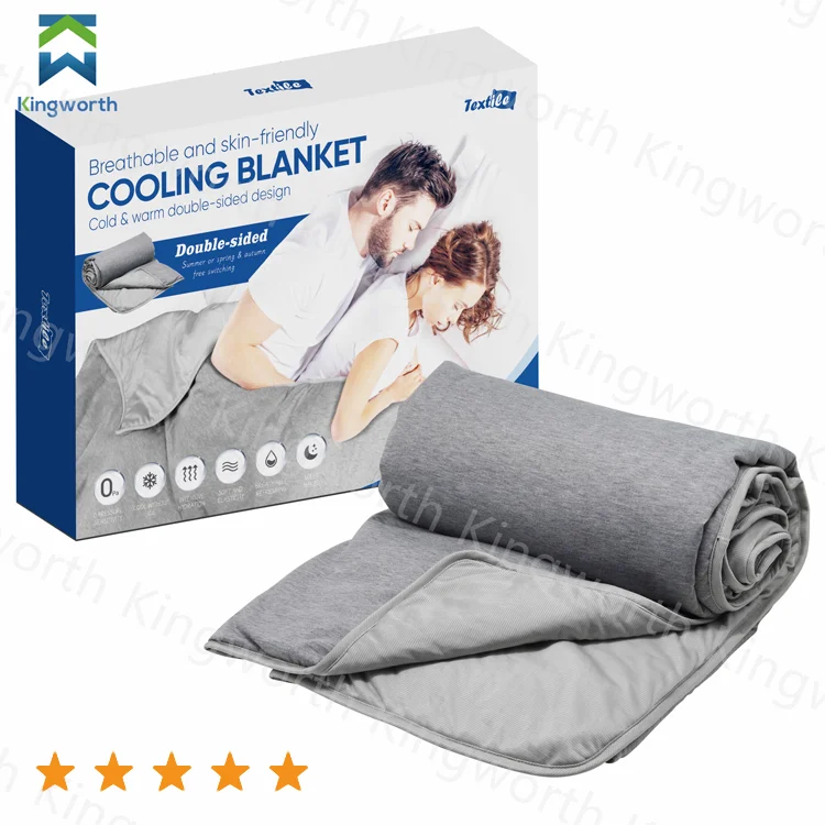 Kingworth Summer Ice Bedding Throw Blanket Cotton Japanese Q-Max 0.4 Cooling Blanket With 2 Double Sided Cold