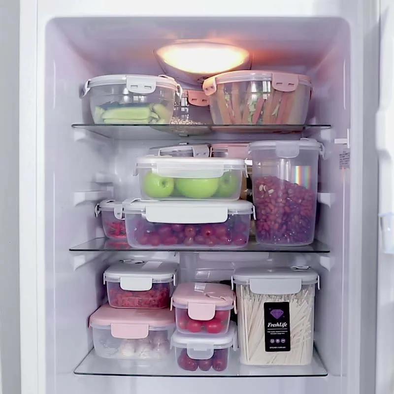 Large Capacity Moisture - Proof Storage Box Buckle Transparent Kitchen Grain Storage Tank Crisper for Microwave Refrigerator