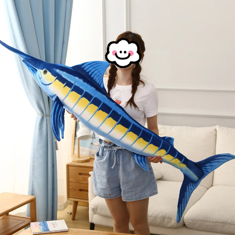 Custom Cute Blue Marlin marine animal plush toy stuffed animal toy fish plush doll tuna ocean doll Long throw pillow decoration