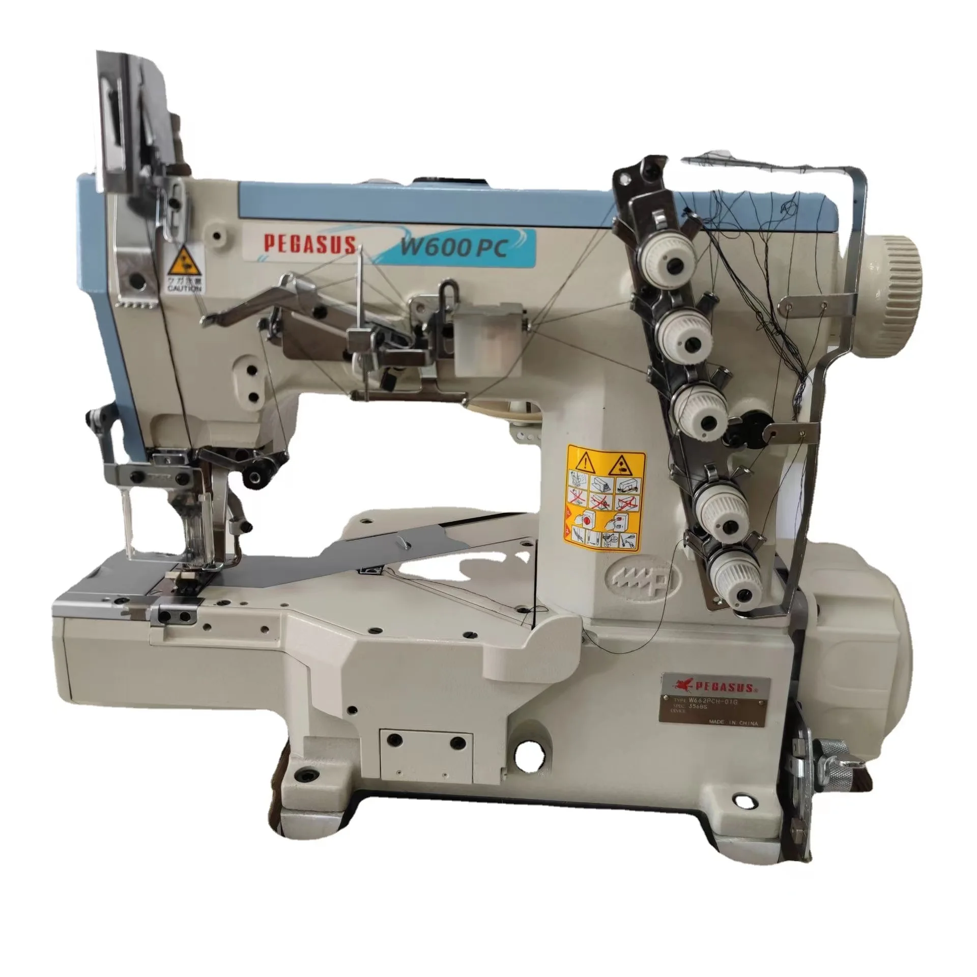 Japan Brand Original Pegasus W662 Barrel Bed Interlock Sewing Machine SecondHand Turning Machine for Sewing Sweatshirts Jeans