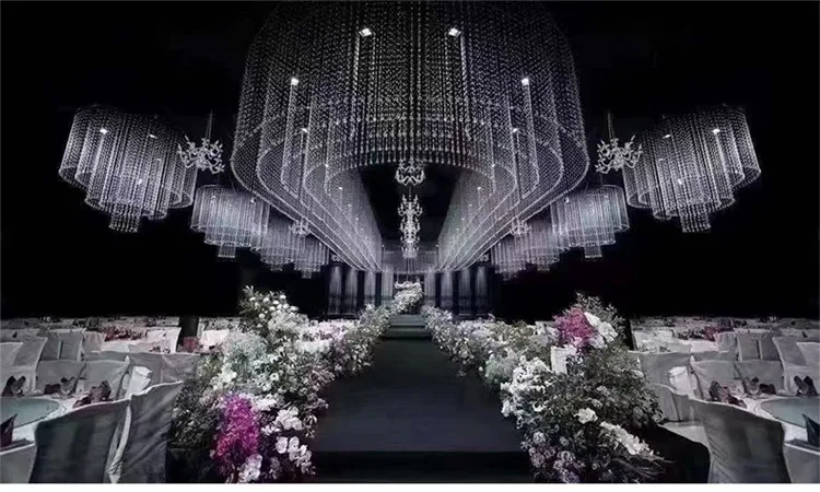 Acrylic Hanging Crystal Transparent Glass Bead Ball Chain Ceiling String Curtains for Wedding Home Doorway Decoration